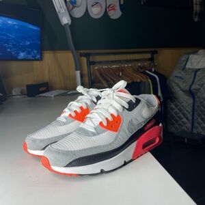Nike Shoes Youth 6.5 Air Max 90 Infrared 2020 Low Sneakers DC8334-100 Gray Multi